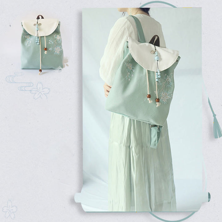 Handgemachter, bestickter Canvas-Rucksack mit Buddha Stones und großer Kapazität - image 9