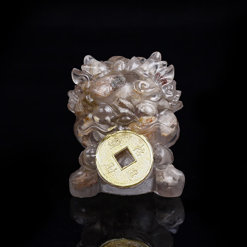 Buddha Stones, handgefertigt, niedlich, PiXiu, Goldmünze, Kristall, Fengshui, Energie, Reichtum, Glück, Heimdekoration - Weißes Phantom - image 17