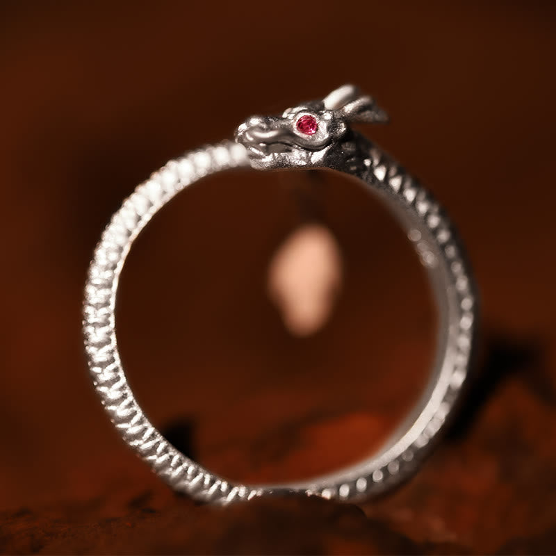 Buddha Stones 925 Sterling Silber Vintage Jahr des Drachen Glück Schutz Stärke verstellbarer Ring - image 13