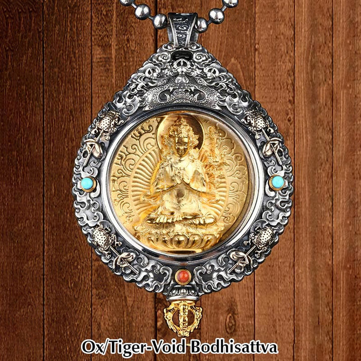 Buddha Stones, chinesisches Sternzeichen, Natal-Buddha, Thangka, neun Paläste, acht Diagramme, Reichtum, drehbarer Halsketten-Anhänger - Ochse/Tiger-Leere Bodhisattva - image 4