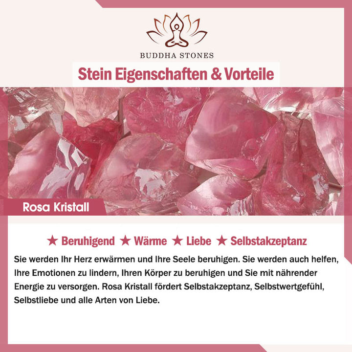 Buddha Stones Liebesarmband aus natürlichem rosa Kristall, Zinnober, neunschwänziger Fuchs