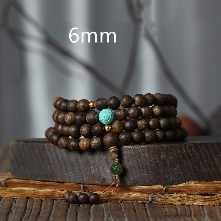 Buddha Stones 108 Mala Perlen Nha Trang Agarwood Türkis Gebet Meditationsarmband Mala