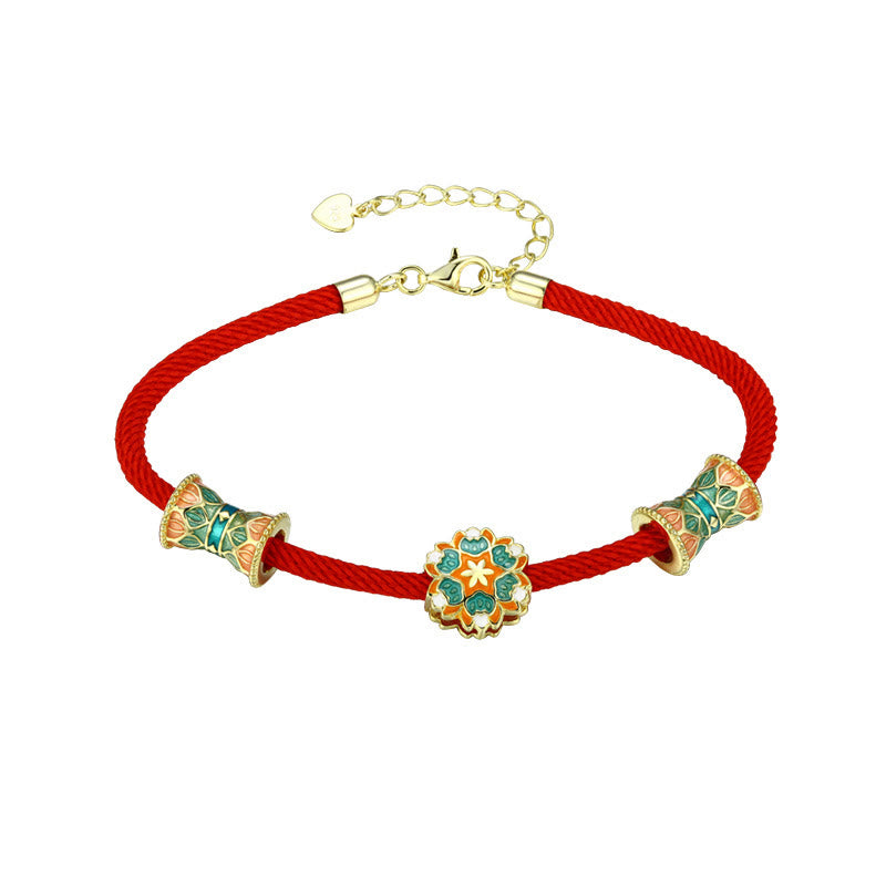 Buddha Stones Dunhuang 925 Sterling Silber Lotustrommel Neuanfang Rotes Seilarmband - image 11