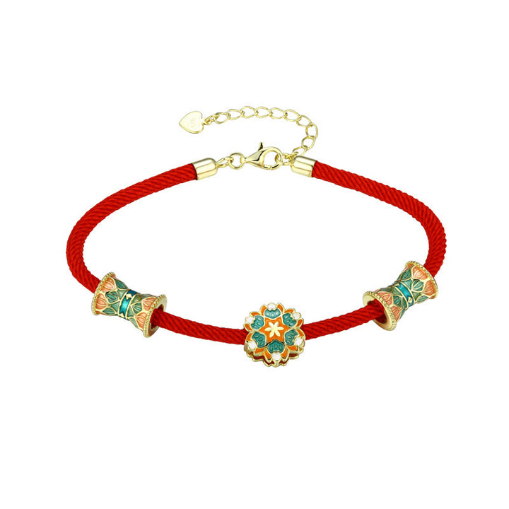 Buddha Stones Dunhuang 925 Sterling Silber Lotustrommel Neuanfang Rotes Seilarmband - image 11