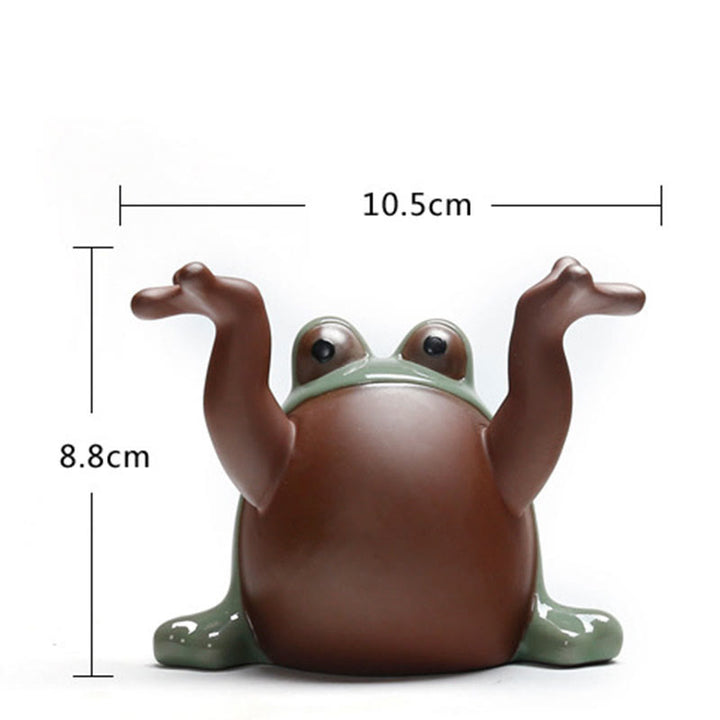Buddha Stones FengShui Reichtum Glück niedlicher Frosch Keramik Teehaustier Figur Dekoration - image 4