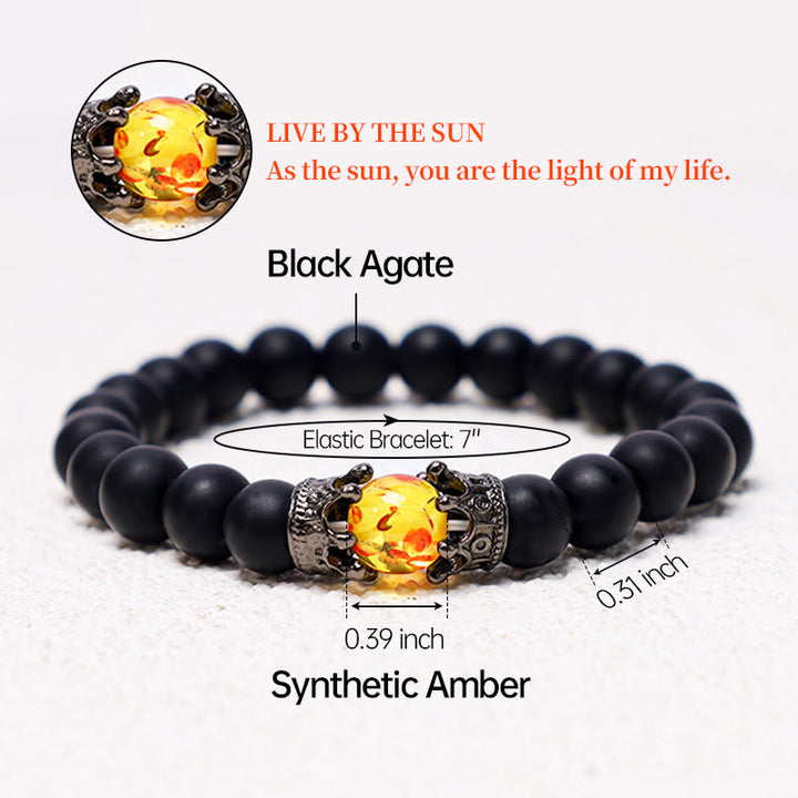 Buddha Stones Naturstein King&amp;Queen Crown Healing Energy Beads Paar Armband