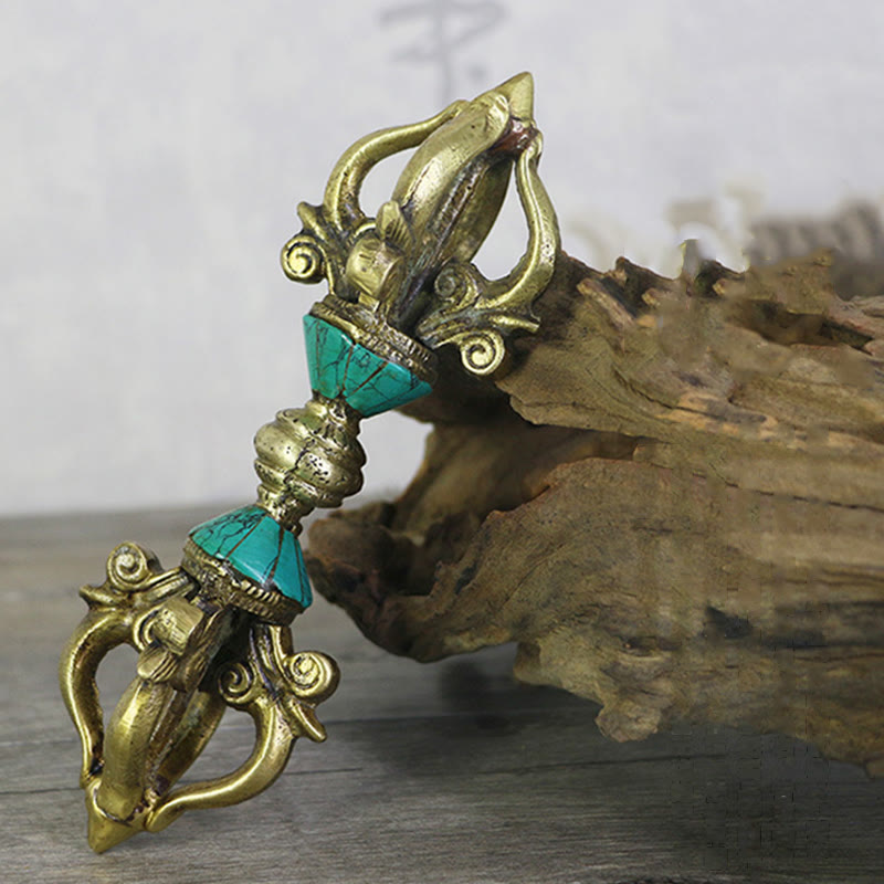 Buddha Stones, tibetische fünfzackige Vajra-Dorje-Handarbeit, Nepal, spirituelle Kraft, Kupfer-Dekoration - image 1