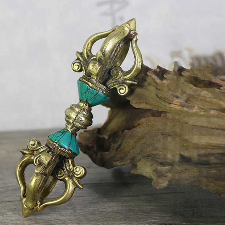 Buddha Stones, tibetische fünfzackige Vajra-Dorje-Handarbeit, Nepal, spirituelle Kraft, Kupfer-Dekoration - image 1