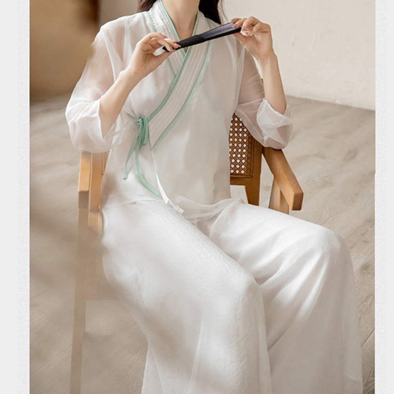 Retro-Gebet Zen spirituelle Meditation Praxis Chiffon Kleidung Damen Set - image 12