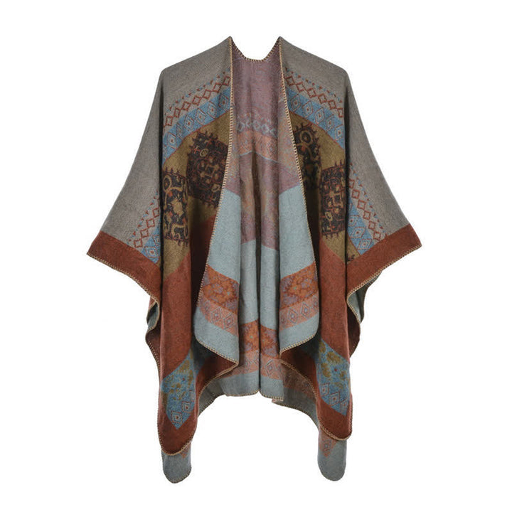 Tibetischer Schal mit Buddha Stonesn, Rautenmuster, warmer Wintermantel - image 17