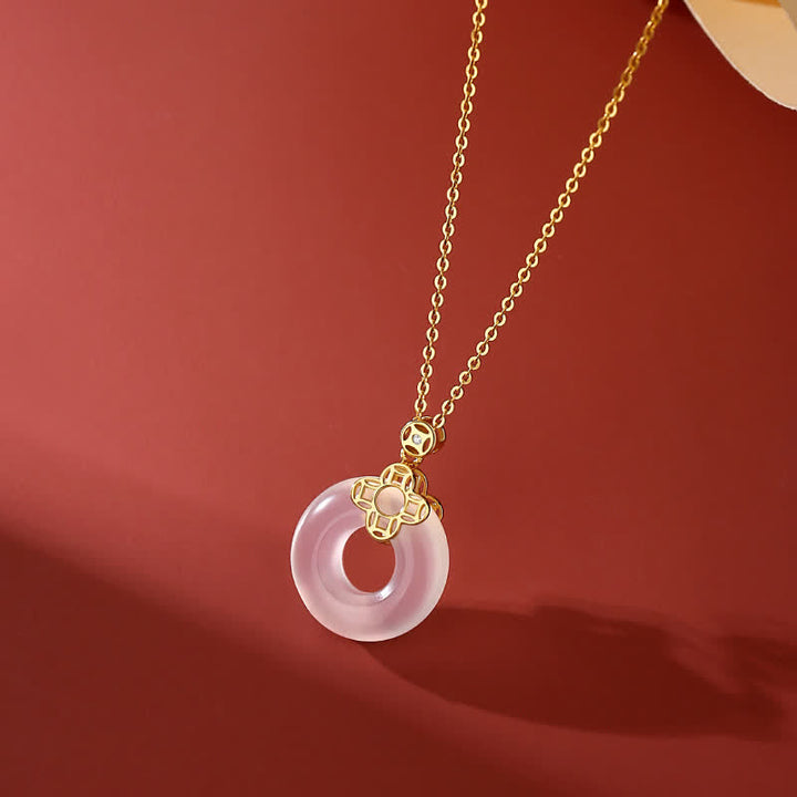 925 Sterling Silber Chalcedon-Münze Friedensschnalle positiver Halskettenanhänger - image 3
