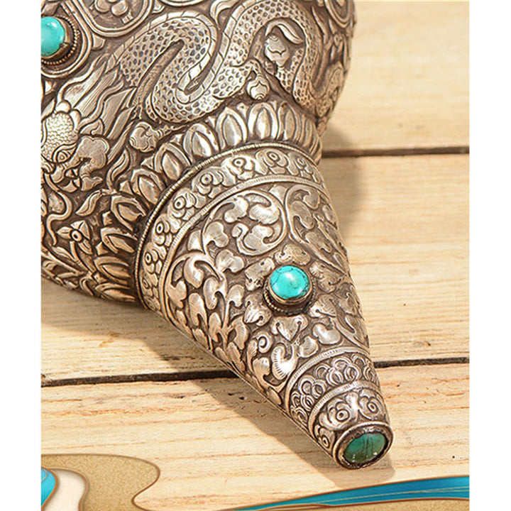 Tibetische handgefertigte natürliche Shankha-Gravur mit acht glückverheißenden Symbolen, Muschelschale, glückliche Heimdekoration - image 9