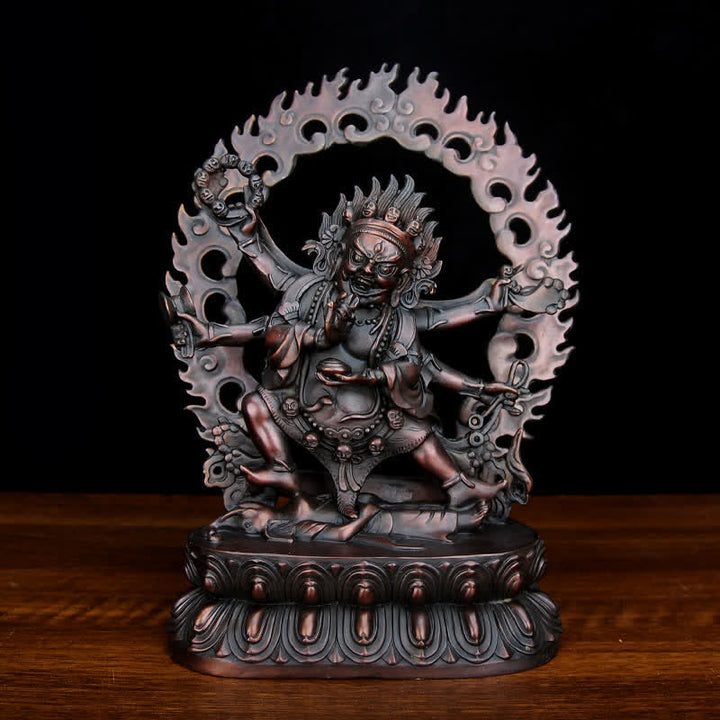 Tibet Mahakala Bodhisattva Figur Mitgefühl Kupfer Statue Dekoration - Lila - image 3