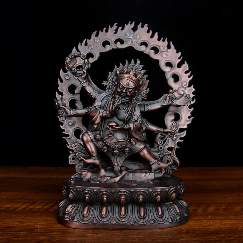 Tibet Mahakala Bodhisattva Figur Mitgefühl Kupfer Statue Dekoration - Lila - image 3