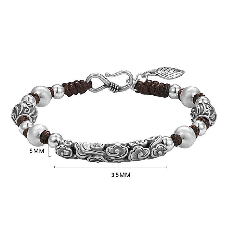Buddha Stones Tibet Handgefertigtes Kupfer 999 Sterling Silber Glückswolken-Reichtum-Schnur-Armband - image 12