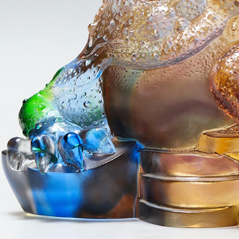 Feng Shui Frosch, handgefertigtes Liuli-Kristall-Kunststück, Reichtum, Heimbüro-Dekoration - image 17