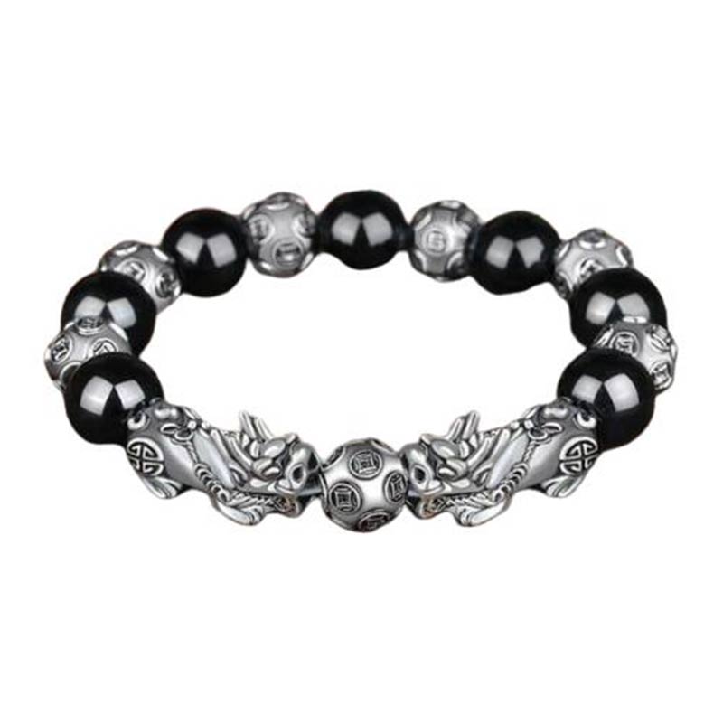 Buddha Stones Tibetisches FengShui PiXiu Obsidian-Armband - image 0