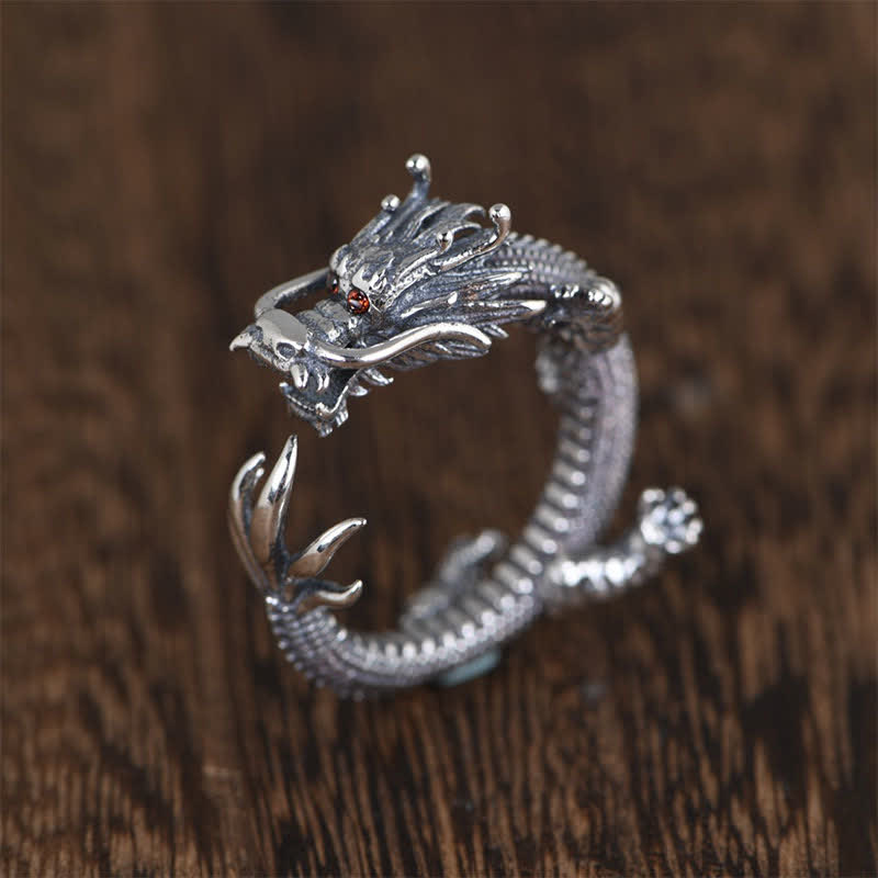 925 Sterling Silber Drachen-Glücksschutzring - Drache (Schutz ♥ Erfolg) - image 0