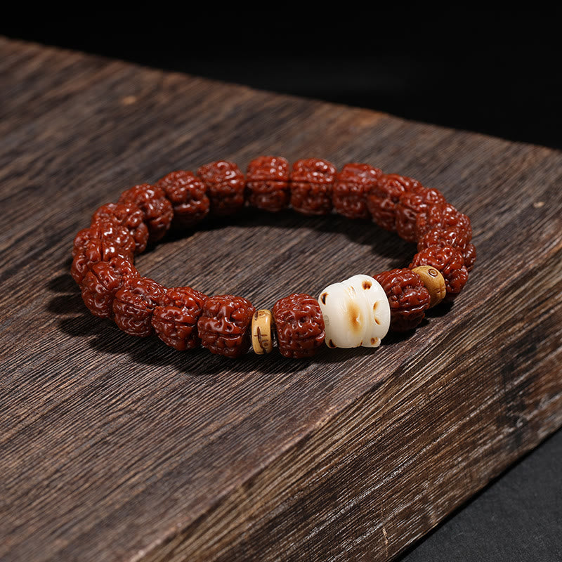 Buddha Steine Tibet Rudraksha Bodhi Samen Dzi Perle Glückskatze Tanzender Löwe Reichtum Armband Handgelenk Mala