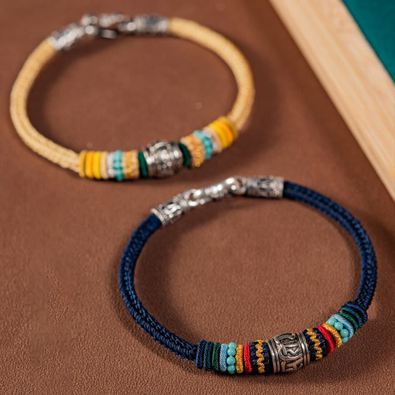 Buddha Stones Handgefertigtes geflochtenes Armband aus 925er-Sterlingsilber, tibetisches Om Mani Padme Hum Purity - image 1