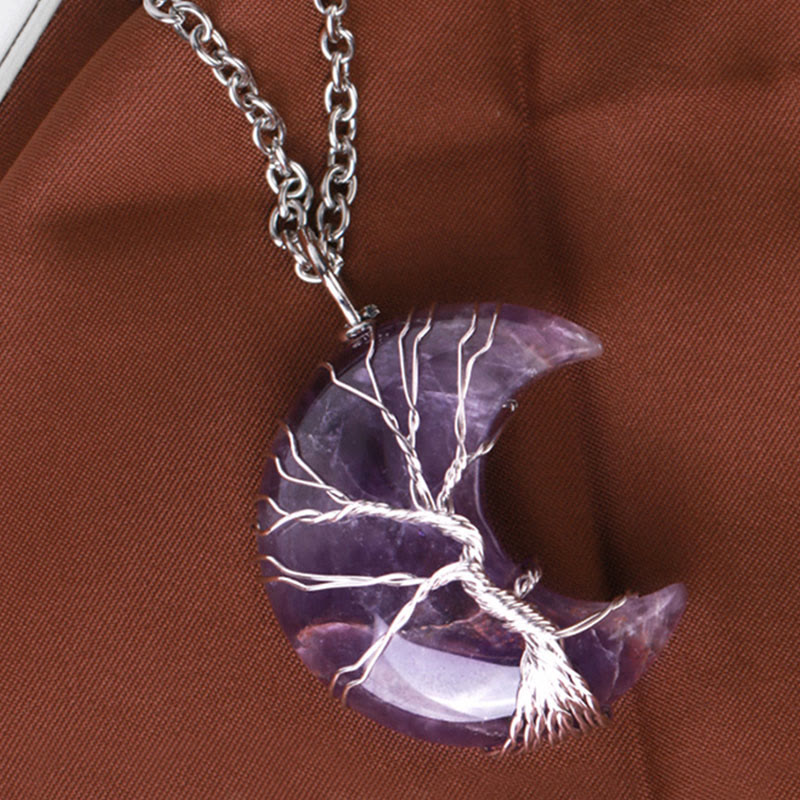 Buddha Stones, natürlicher Quarzkristall, Mond, Baum des Lebens, heilende Energie, Halsketten-Anhänger - image 2