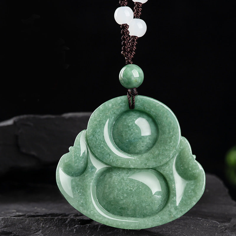 Lachender Buddha Cyan Jade Harmony Halskette String Bead Anhänger - image 7