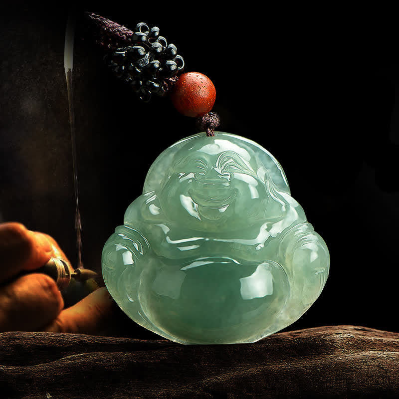 Lachender Buddha Jade Fülle Halskette Anhänger - image 3
