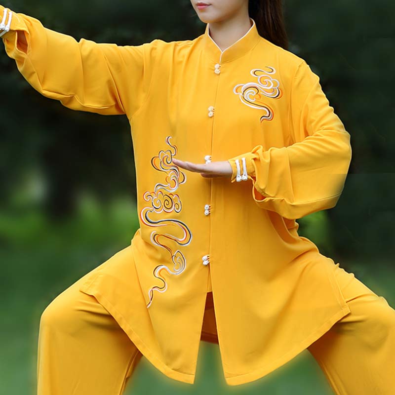 Buddha Stones, verheißungsvolle Wolken, Stickerei, Meditation, Gebet, spirituell, Zen, Tai Chi, Qigong, Praxis, Unisex-Kleidungsset - Orange - US12, UK/AU16, EU44 (3XL) - image 0