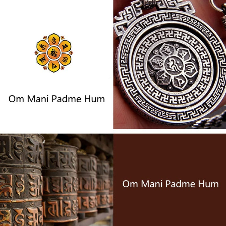 Buddha Stones, tibetischer Om Mani Padme Hum Double Dorje Vajra, drehbarer Reinheits-Friedens-Halskettenanhänger