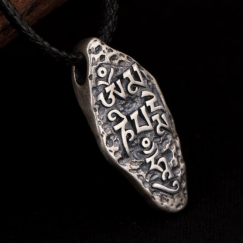 Buddha Stones, tibetisches 925er-Sterlingsilber, Om Mani Padme Hum Dorje Vajra, gravierter Stärke-Halskettenanhänger - image 2