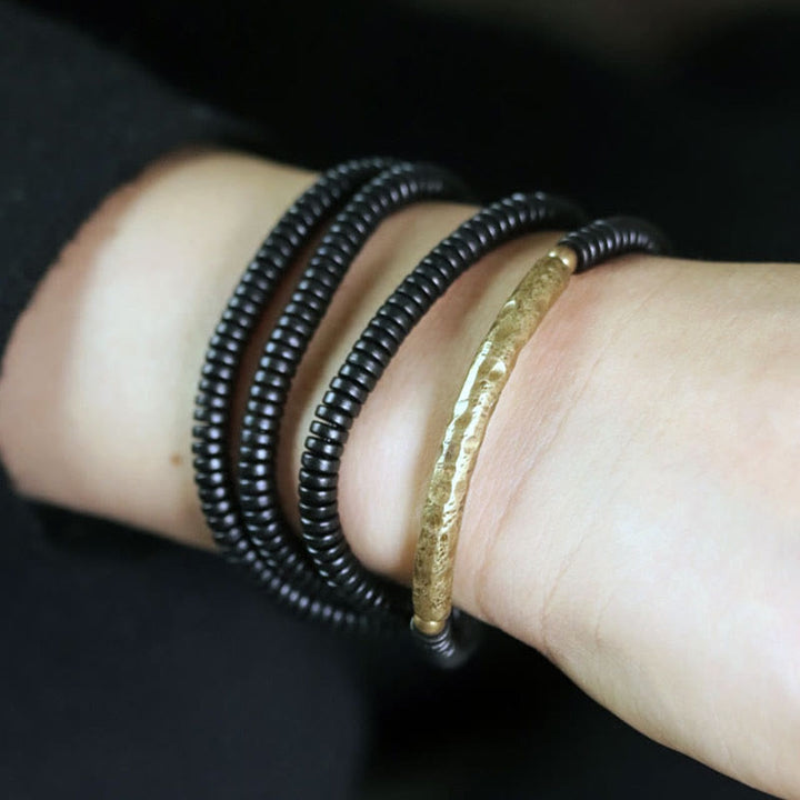 Buddha Stones, Ebenholz, Messing, Kupfer, Balance, mehrlagiges Armband - image 13