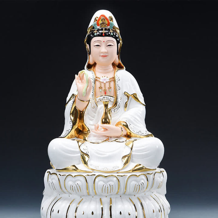Chenrezig Bodhisattva Avalokitesvara Success Keramikstatue Heimdekoration - 26 x 15 cm - image 1