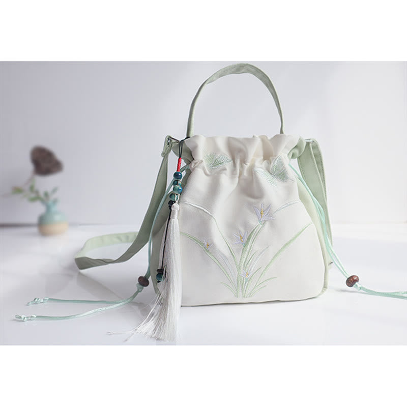 Buddha Stones Handgefertigte bestickte Blumen Canvas Tote Schultertasche Handtasche - image 15