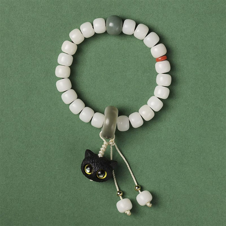 Armband mit Buddha Stonesn, natürlichem Bodhi-Samen, afrikanischem Schwarzholz, hübscher Katzenanhänger, Friedensharmonie - image 5
