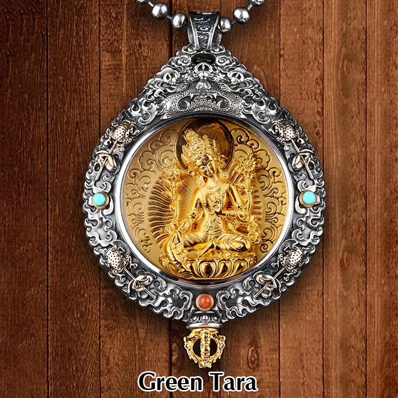 Buddha Stones, chinesisches Sternzeichen, Natal-Buddha, Thangka, neun Paläste, acht Diagramme, Reichtum, drehbarer Halsketten-Anhänger - Grüne Tara - image 11