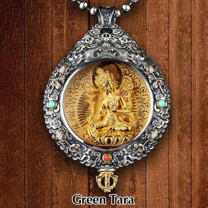 Buddha Stones, chinesisches Sternzeichen, Natal-Buddha, Thangka, neun Paläste, acht Diagramme, Reichtum, drehbarer Halsketten-Anhänger - Grüne Tara - image 11
