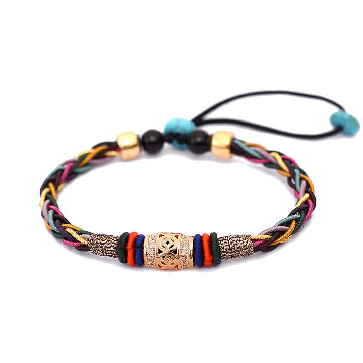 Buddha Stones, tibetisches handgefertigtes Acht-Faden-Knoten-Kupfer-Münzen-Glücks-Gewebe-Schnur-Armband - image 8