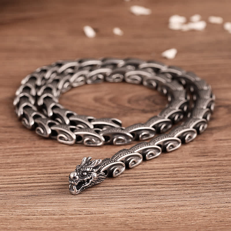 Buddha Stones Drachenmuster Titan Stahl Schutz Halskette Anhänger Armband - Drachenkopf - image 1