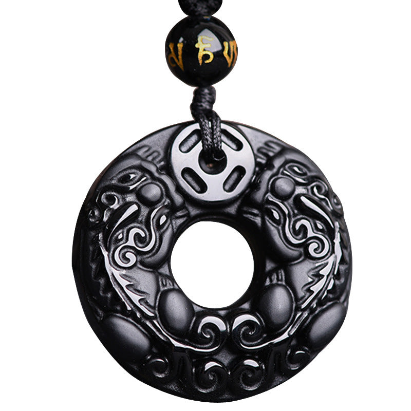 Buddha Stones Pixiu Obsidian Reichtum Anhänger Halskette - image 4