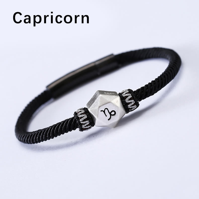 Buddha Stones 999 Sterling Silber 12 Sternbilder des Tierkreises Schutz Handgefertigtes Schnurarmband - Steinbock - 19 CM - image 18