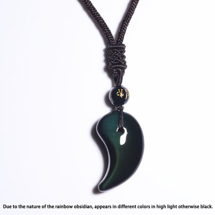 Buddha Stones Regenbogen-Obsidian-Yin-Yang-Stärke-Anhänger-Halskette