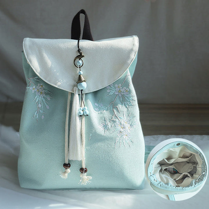 Handgemachter, bestickter Canvas-Rucksack mit Buddha Stones und großer Kapazität - image 1