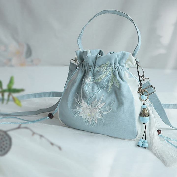 Buddha Stones Handgefertigte bestickte Blumen Canvas Tote Schultertasche Handtasche - image 45
