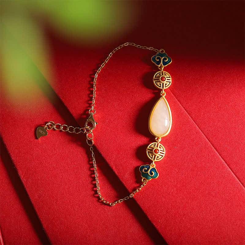 925 Sterling Silber Hetian Weiß Jade Wassertropfen Kette Halskette Anhänger Armband - Hetian Jade Armband - image 8