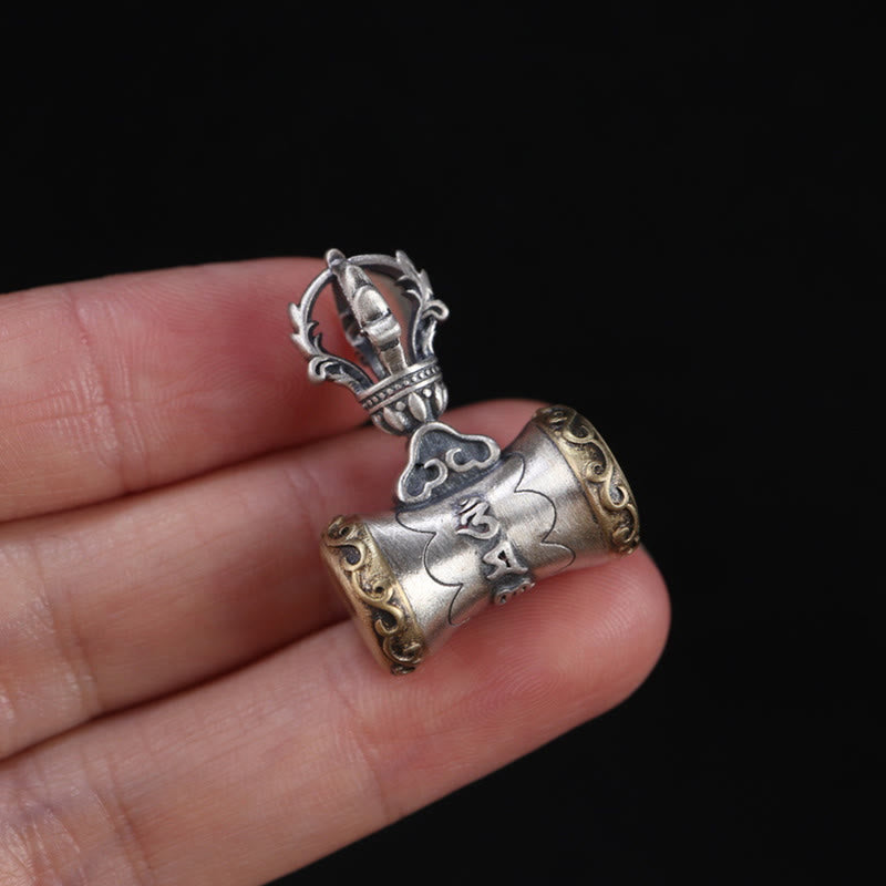 Buddha Stones, Tibet, 925er Sterlingsilber, Om Mani Padme Hum, Dorje-Glocke, Vajra, gravierter Erleuchtungsanhänger, Hängedekoration - image 12