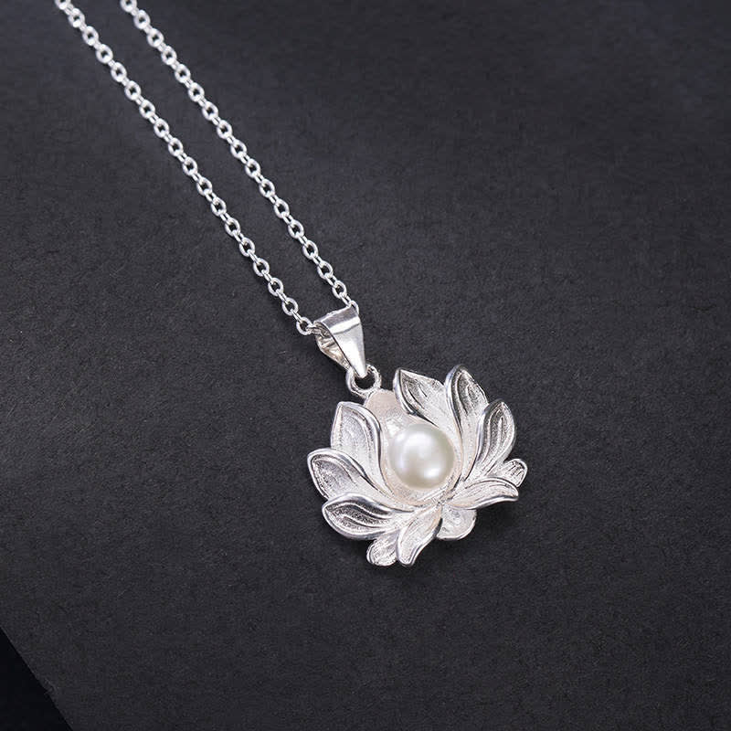 Buddha Stones 925 Sterling Silber Lotusblume Perle Reichtum Halskette Anhänger - Perle (Glück ♥ Ruhe) - image 1