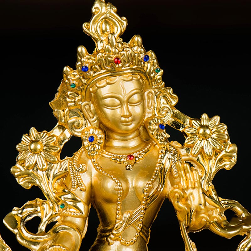 Bodhisattva Weiß Tara Hope Protection vergoldete Statuendekoration - image 8