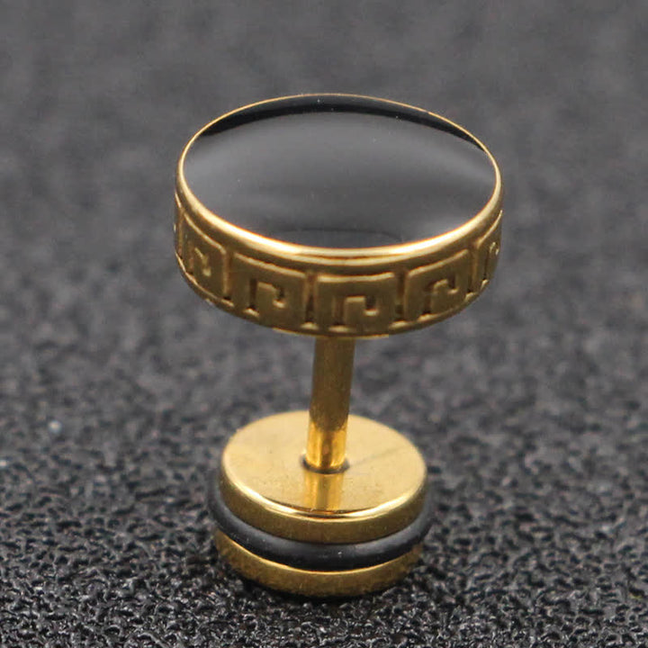 Buddha Stones Coole Männer Titan Stahl Balance Runde Ohrstecker - Gold - 10 mm - image 9