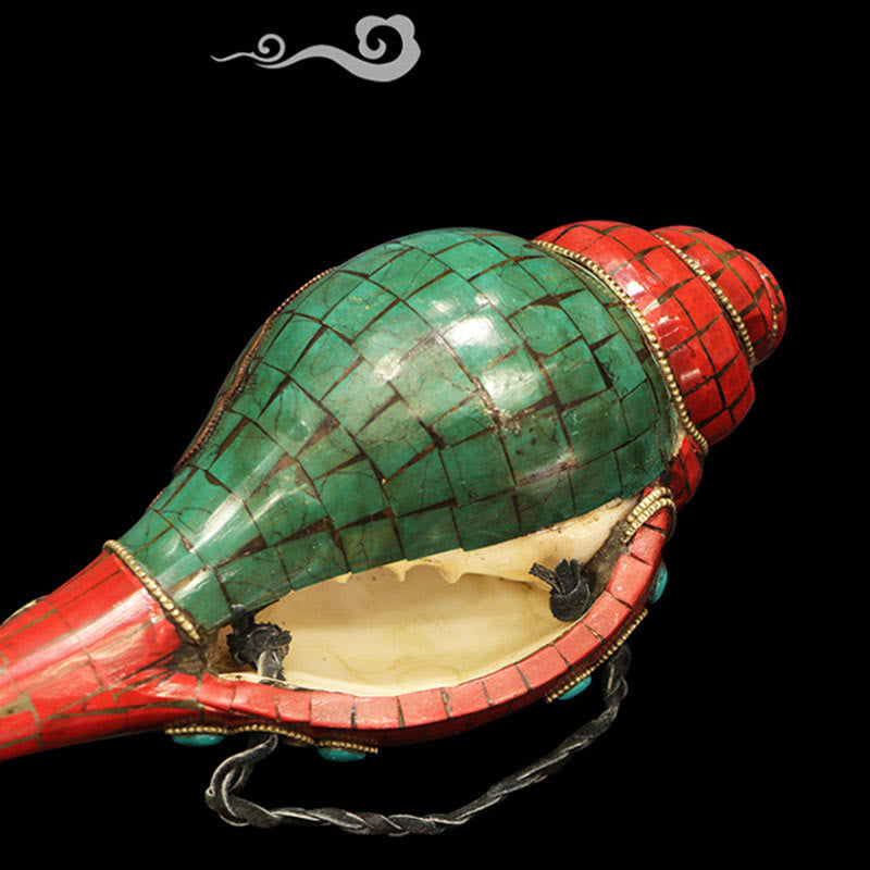 Tibetische handgemachte Shankha Om Mani Padme Hum Buddha Muschel Glücksdekoration - image 8