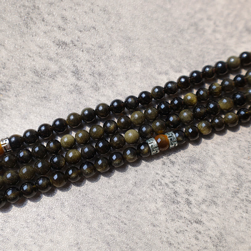 Goldene Obsidian-Energiearmband-Halskette